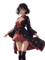 vacker flicka anime png transparent bakgrund ai generativ