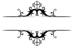 Vintage lines floral scrolls space in the middle for text. png