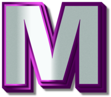 3d lusso argento viola alfabeto lettera m png