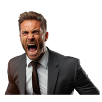 Mann im ein passen Weinen wütend schreiend . ai generiert png