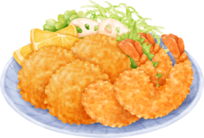 acuarela japonés alimento. tempura png