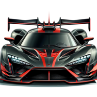 ai généré de face vue isolé dessin animé hypercar sur transparent Contexte - voiture illustration dessin animé auto. hypercar. sport auto. super voiture png