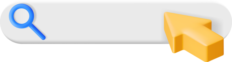3D Search Bar with Cursor and Magnifying Glass png