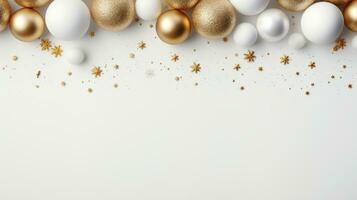 AI generated white and gold christmas holiday card, photo