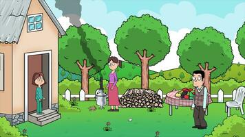 père avec le sien famille dans le vert jardin video