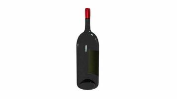 Vino Flasche isoliert auf Weiß Hintergrund video