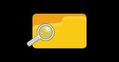 recherche dossier avec grossissant verre video