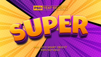 super texte effet bande dessinée style. modifiable texte effet. psd