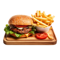 AI generated Street Food Burger and Fries on Transparent png