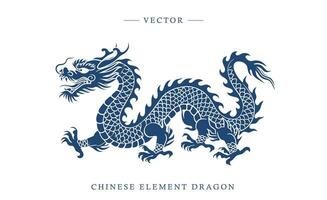Blue and white porcelain Chinese dragon pattern vector