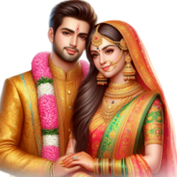 ai généré magnifique assez mariage couple pour mariage carte invitation png