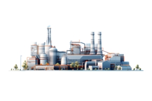 industriel plante isolé sur une transparent arrière-plan, pétrole et gaz industrie, raffinerie usine, pétrochimie plante zone png