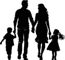 ai generado silueta contento familia negro color solamente lleno cuerpo vector