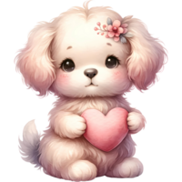 ai généré animal en portant le cœur clipart pour l'amour dans Valentin journée png