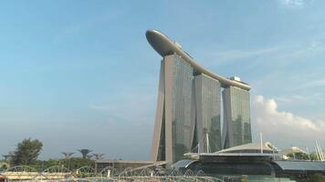 Singapore city skyline. Shot. Aerial view of Marina bay video