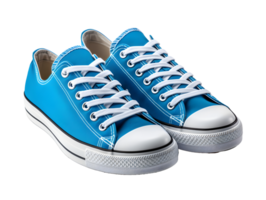 ai generato blu scarpe da ginnastica isolato su trasparente sfondo. alla moda casuale scarpe per scarpa negozio anno Domini design. generativo ai png