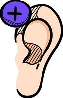 Hearing aid hand drawn in color color vector illustration