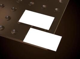 Business card mockup template on dark background photo