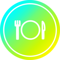 tenedor de cuchillo y plato circular en espectro de gradiente frío png