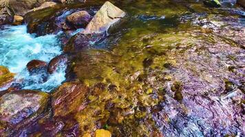 l'eau écoulement plus de le rochers - vers la gauche video