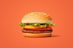 AI generated Minimalistic burger, american food, fast food photo