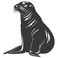 ai gerado silhueta mar leão animal Preto cor só cheio corpo png