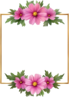 ai généré aquarelle La peinture de cosmos floral Cadre. png