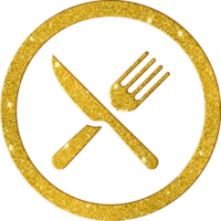 lujo oro Brillantina cuchillería icono png