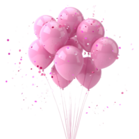 ai gerado 3d Renderização do uma Rosa celebração balões em transparente fundo - ai gerado png