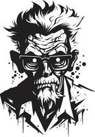 Nightmare Necrosis Sleek Black Logo Design with a Frightening Zombie Man Spectral Sire Vector Icon Expressing the Spooky Presence of an Elderly Zombie in Black