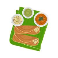 illustration logo Top View Masala dosa on banana leaf vector
