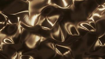 luxueus kabbelend golven van gouden zijdezacht satijn kleding stof. elegant vloeistof metalen goud effect achtergrond. vol hd en looping getextureerde glimmend luxe oppervlakte achtergrond animatie. video