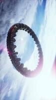 Alien mothership near Earth elements furnished by NASA, vertical video