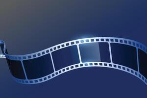 Film reel stripe cinema isolated on blue background. Modern 3d realistic film strip. cinema festival. Movie and film template can be used of backdrop, brochure, leaflet, poster, banner or flyer vector