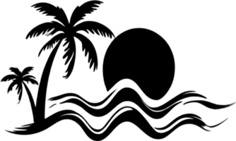 paume des arbres et plage clipart. ai-généré. png