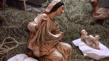 Kerstmis kribbe geboorte tafereel video