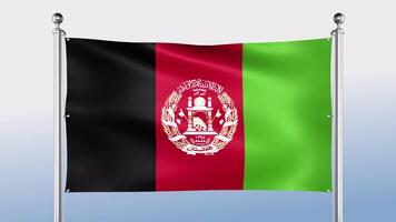 Afghanistan Flag Hangs On The Pole On Both Sides video