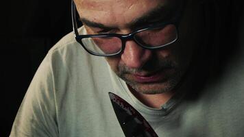 Psychopath killer with bloody knife in hand video