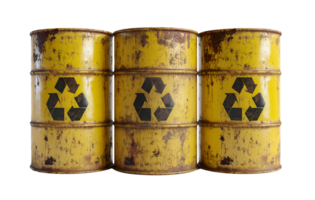 Jaune radioactif déchets baril isolé png