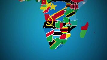 Sud Afrique avec drapeau pays nation contour monde carte mouvement graphique video