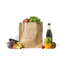 des légumes dans une marron papier sac isolé sur transparent Contexte png