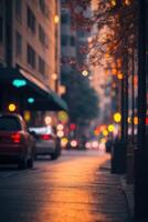 un borroso imagen de un calle a noche foto