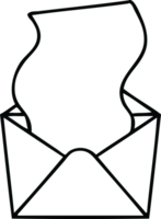 lettre et enveloppe de dessin animé de dessin au trait décalé png