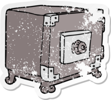 pegatina angustiada de una caja fuerte tradicional de dibujos animados png