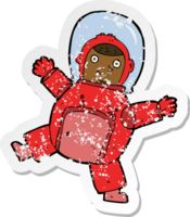adesivo retrô angustiado de um astronauta de desenho animado png
