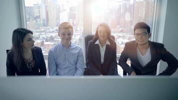 Group of Young Diverse Multiracial Business People Meeting in City Office video