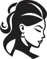 Ebony Elegance Black Woman Face Icon Noir Beauty Woman Face in Black vector