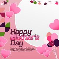 Mother's Day banner. Modern geometric abstract square background in colorful style for world Mother's Day. Greeting card cover with text Happy Mother's Day vector