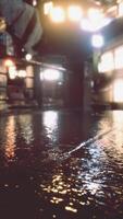 neon bokeh lights at rainy night video