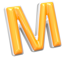 3d interpretazione di font m con bianca e giallo colore png